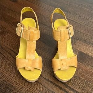 Franco Sarto Yellow Leather Wedges size 7 1/2